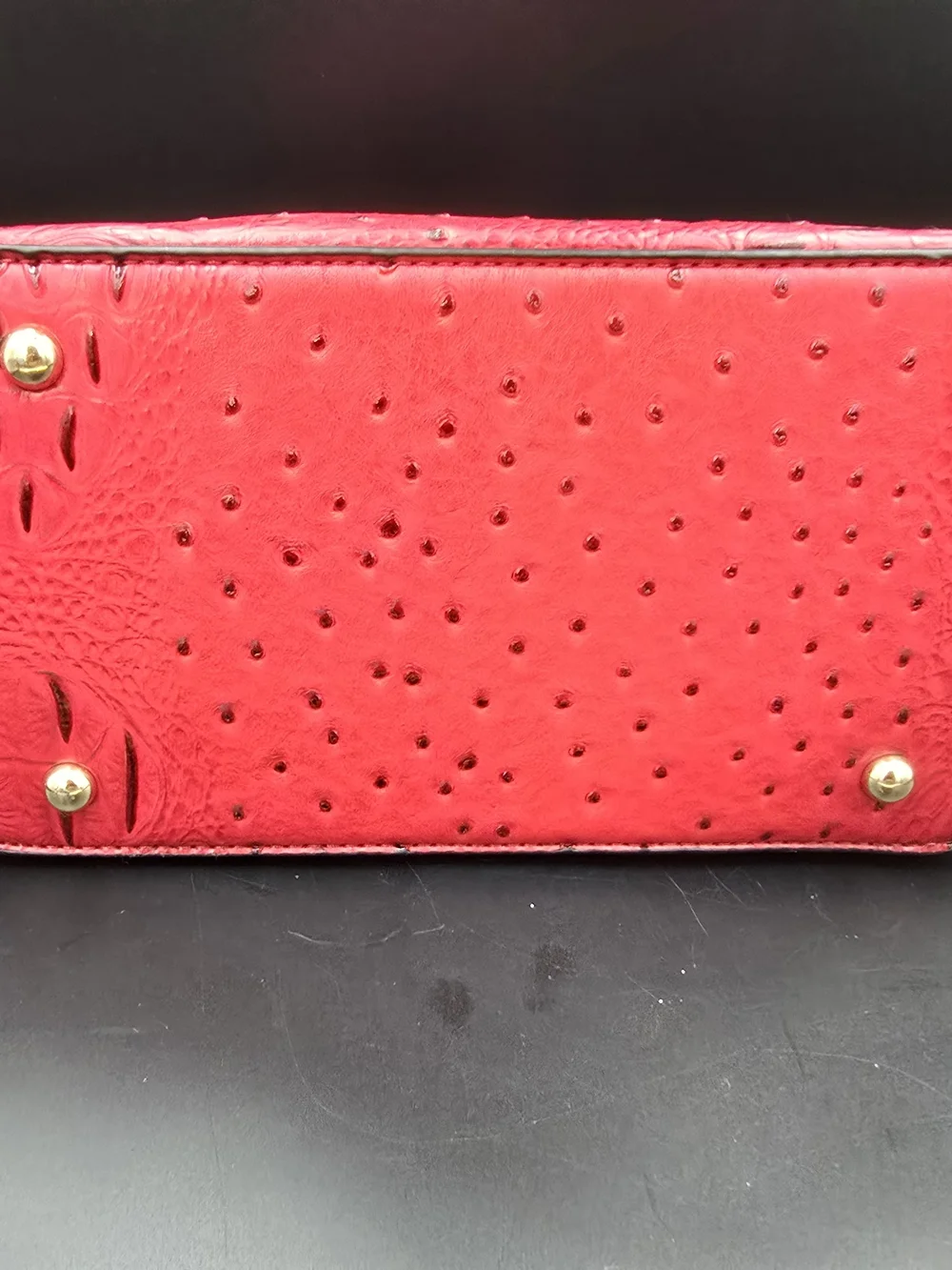 Structured Dome Satchel Handbag in Bright Red with Gold Hardware